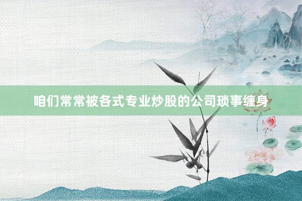 咱们常常被各式专业炒股的公司琐事缠身