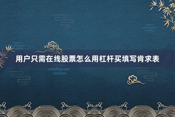 用户只需在线股票怎么用杠杆买填写肯求表