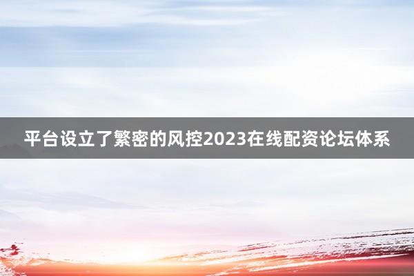 平台设立了繁密的风控2023在线配资论坛体系