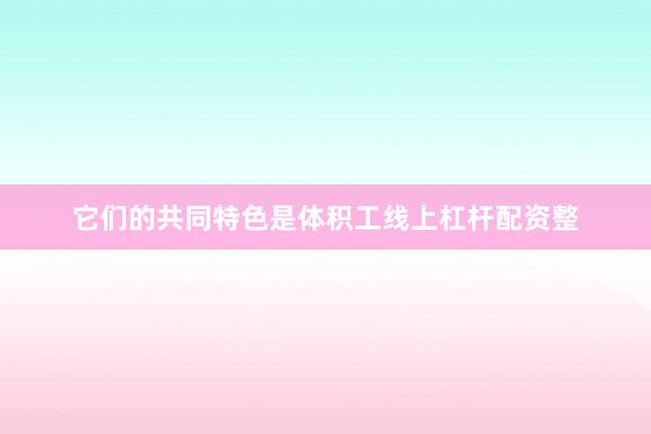 它们的共同特色是体积工线上杠杆配资整