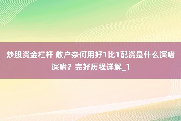 炒股资金杠杆 散户奈何用好1比1配资是什么深嗜深嗜？完好历程详解_1