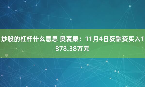 炒股的杠杆什么意思 奥赛康：11月4日获融资买入1878.38万元