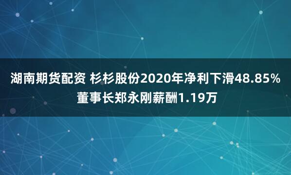 湖南期货配资 杉杉股份2020年净利下滑48.85% 董事长郑永刚薪酬1.19万