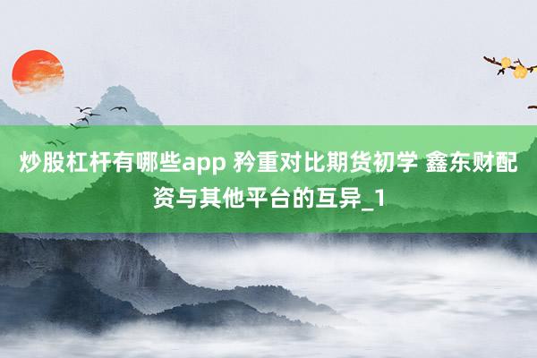 炒股杠杆有哪些app 矜重对比期货初学 鑫东财配资与其他平台的互异_1