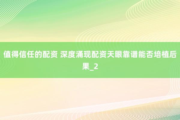 值得信任的配资 深度涌现配资天眼靠谱能否培植后果_2